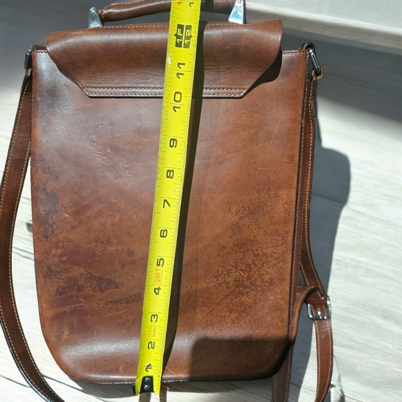 Dooney & Bourke Italy Made Leather Crossbody Bag Vintage Saddle Brown Satchel Pu - Picture 3 of 14